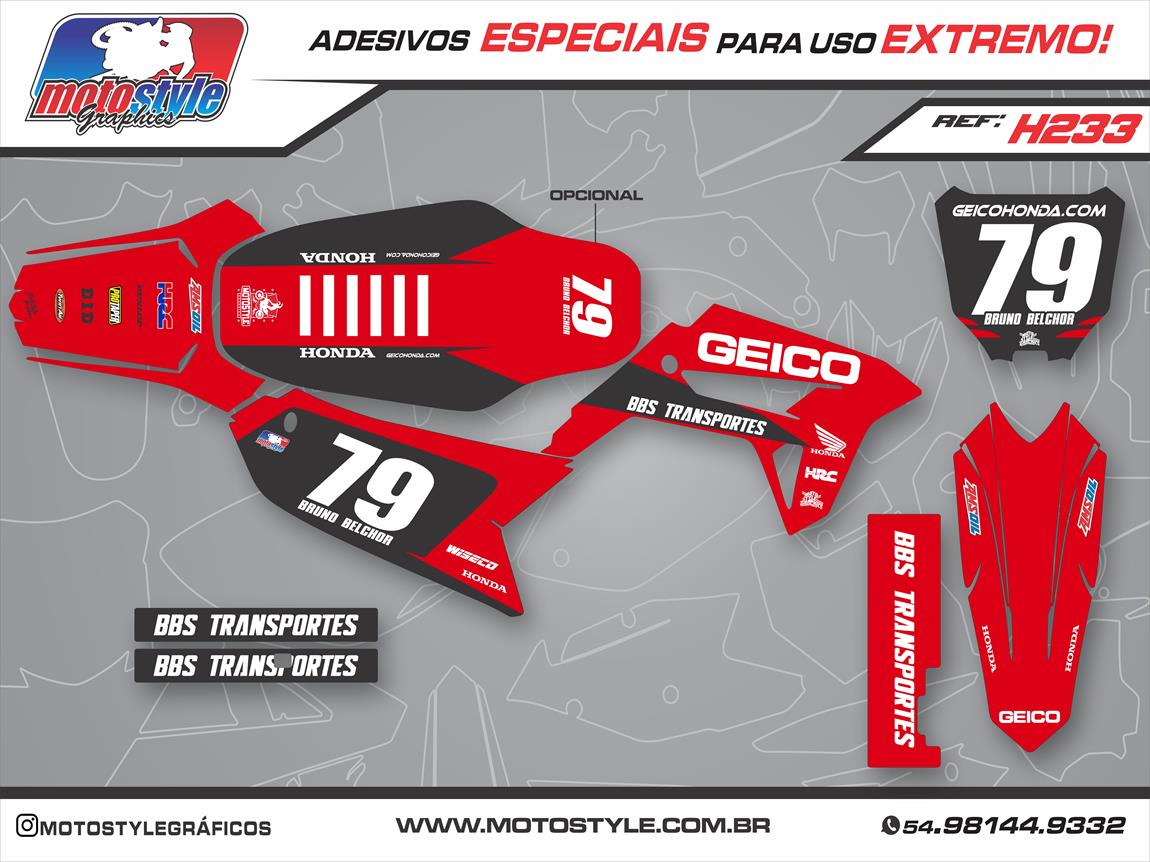 H233 GRÁFICO ADESIVO HONDA CRF 230 GEICO