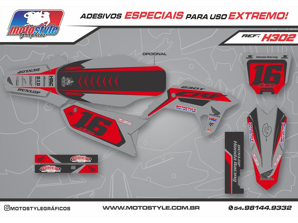 H302 GRÁFICO ADESIVO HONDA CRF 230