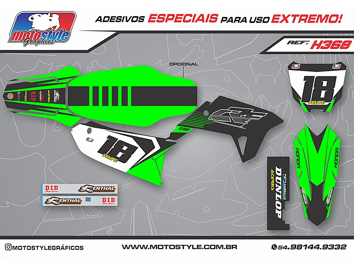 H368 GRÁFICO ADESIVO HONDA CRF 230