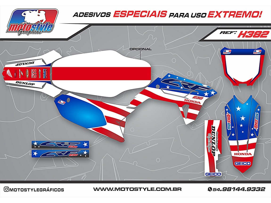H382 GRÁFICO ADESIVO HONDA CRF 230