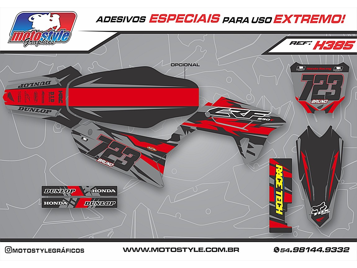 H385 GRÁFICO ADESIVO HONDA CRF 230