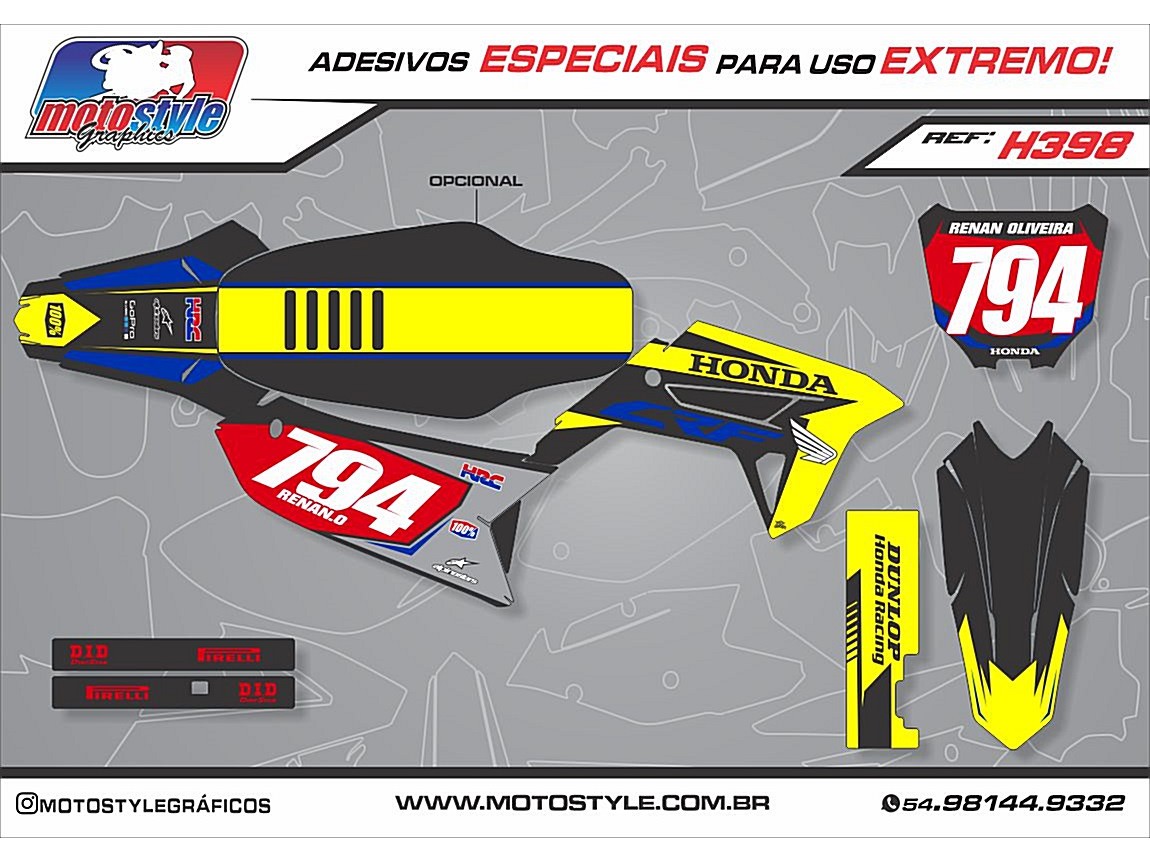 H398 GRÁFICO ADESIVO HONDA CRF 230