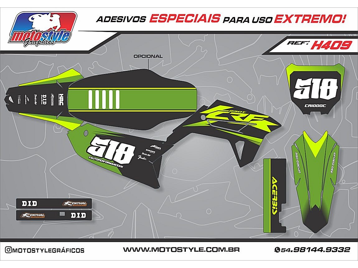 H409 GRÁFICO ADESIVO HONDA CRF 230