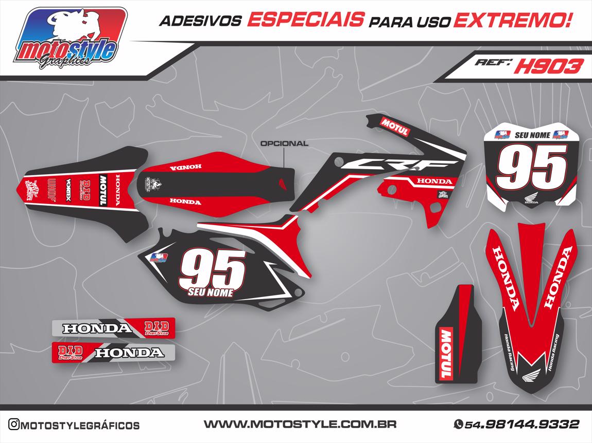 H903 GRÁFICO ADESIVO HONDA CRF 250 - 450 PRETO E VERMELHO