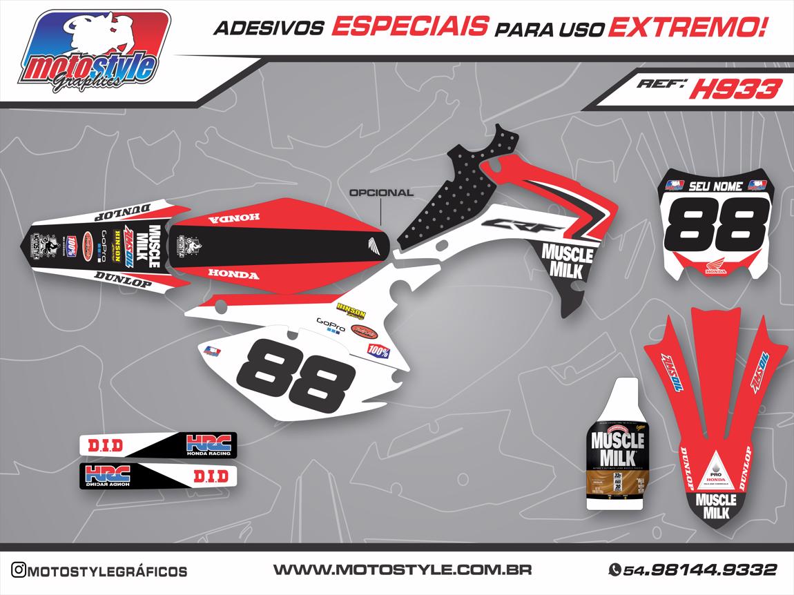 H933 GRÁFICO ADESIVO HONDA CRF 250 - 450 MUSCLE MILK