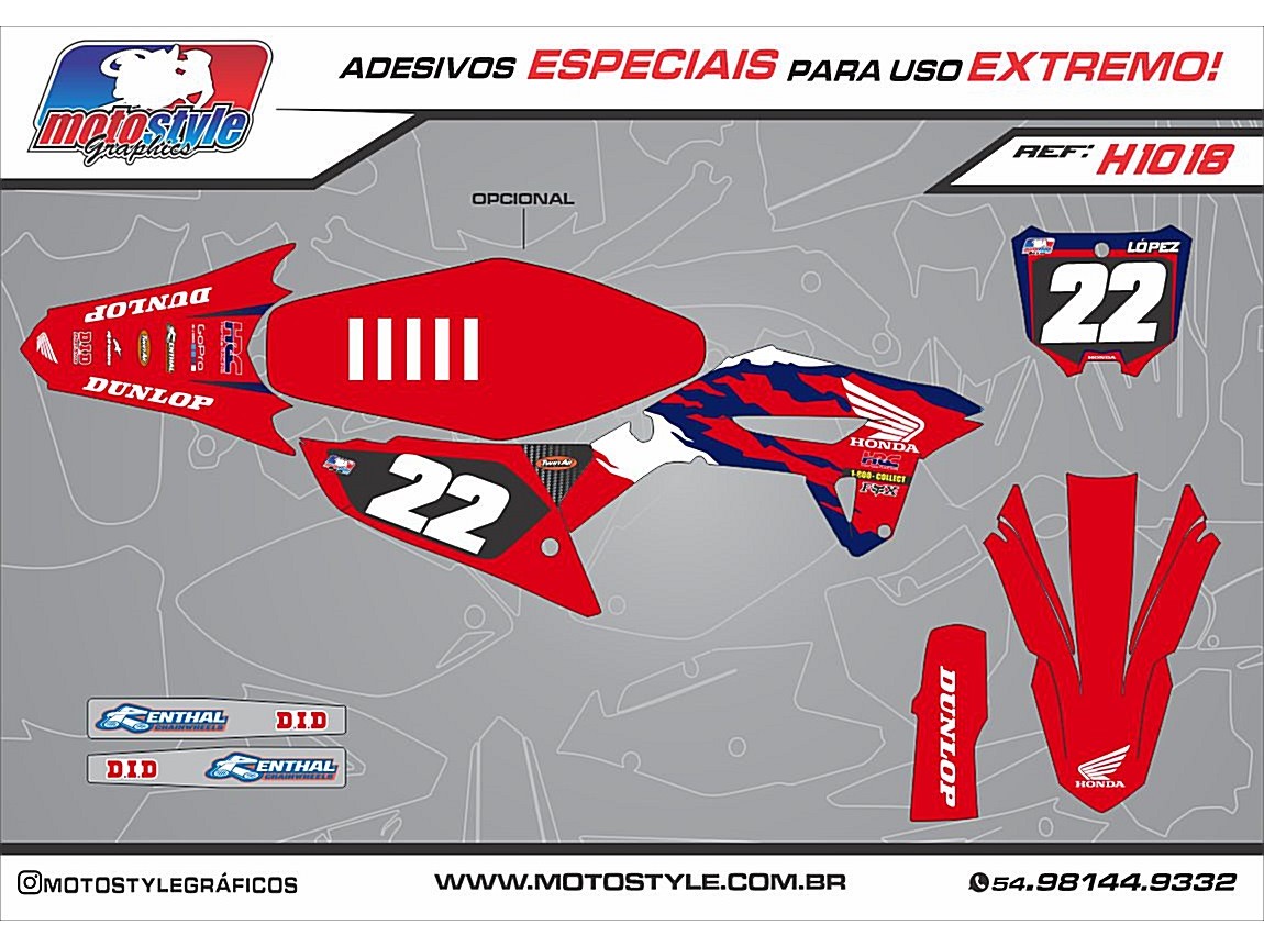 H1018 GRÁFICO ADESIVO HONDA CRF 250 - 450
