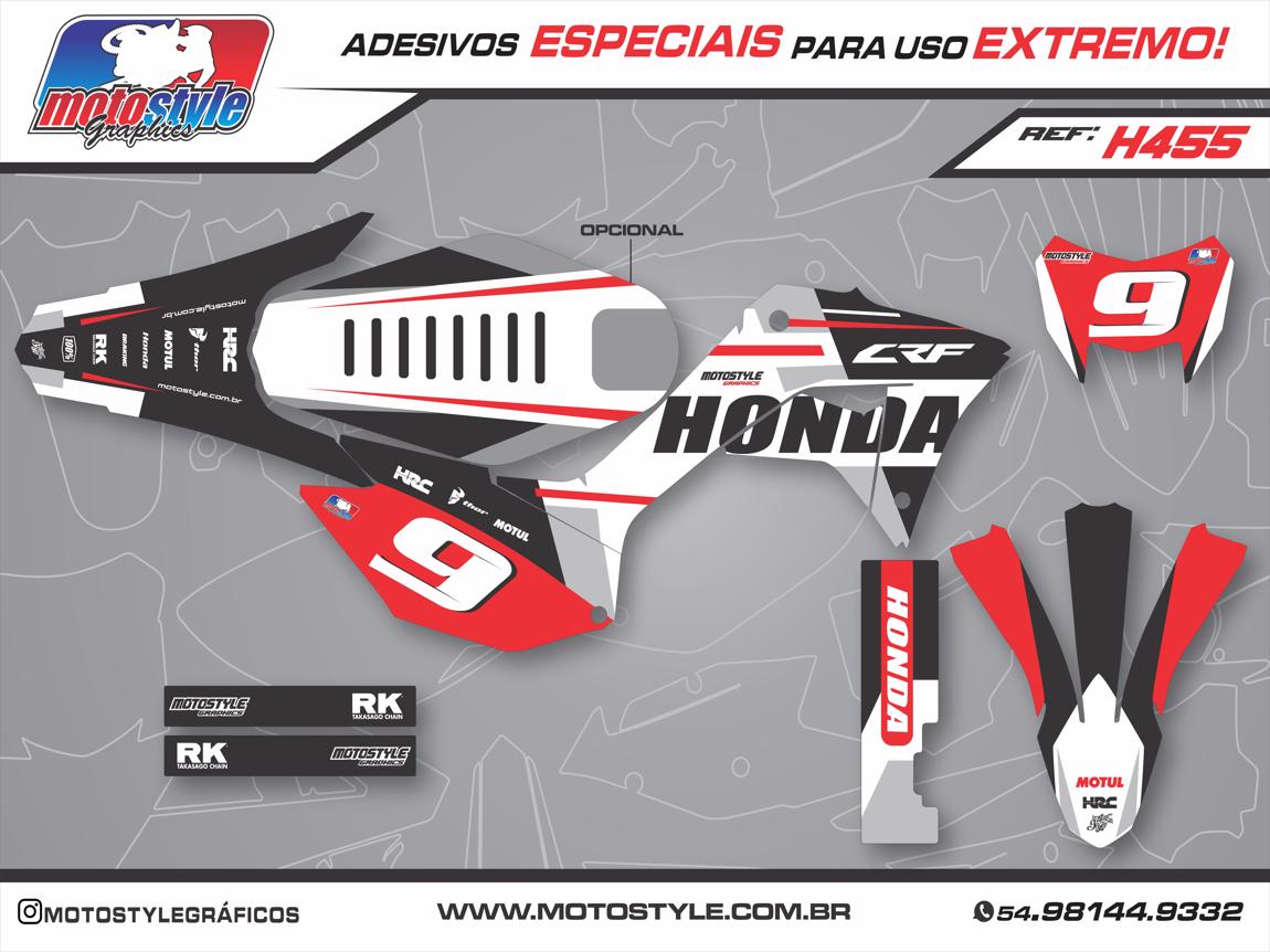 H455 GRÁFICO ADESIVO HONDA CRF 250F VERMELHO E PRETO