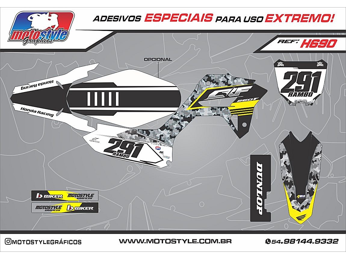 H690 GRÁFICO ADESIVO HONDA CRF 250F