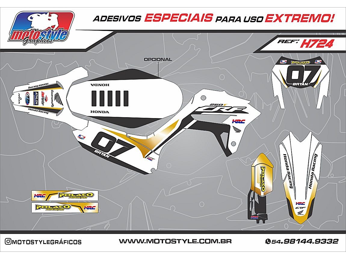 H724 GRÁFICO ADESIVO HONDA CRF 250F