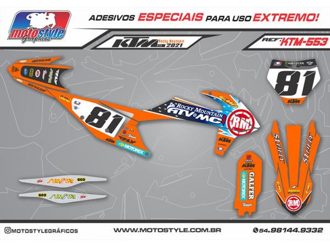 KTM 553 GRÁFICO ADESIVO KTM ROCKY MOUNTAIN 2021