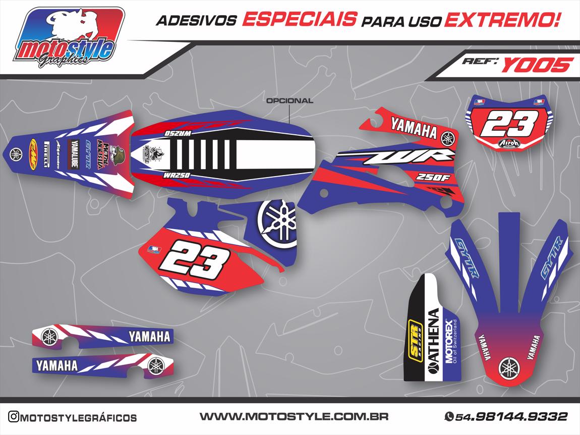 Y 005 GRÁFICO ADESIVO YAMAHA YZ - WR AZUL COM VERMELHO