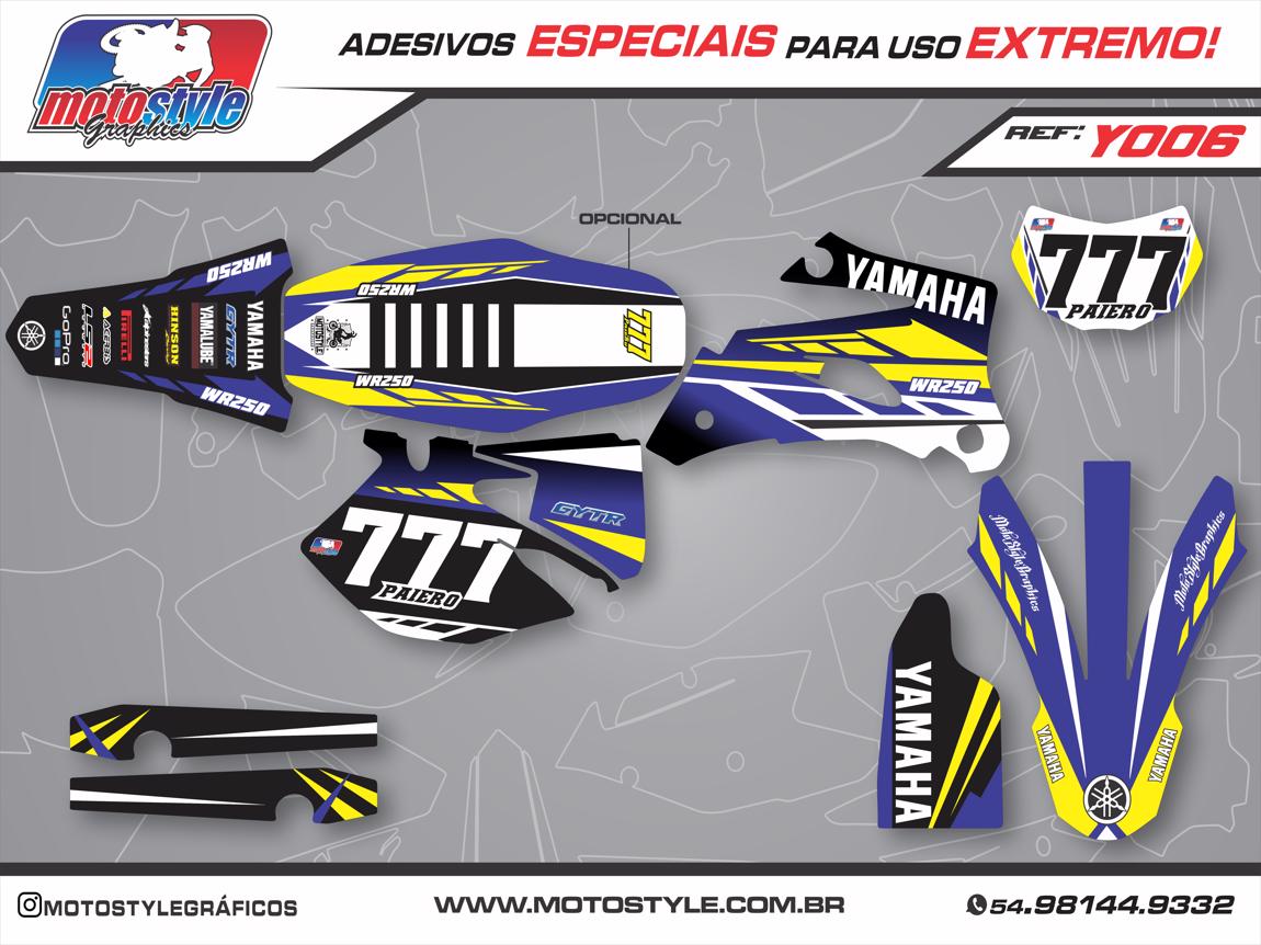 Y 006 GRÁFICO ADESIVO YAMAHA YZ - WR AZUL COM AMARELO